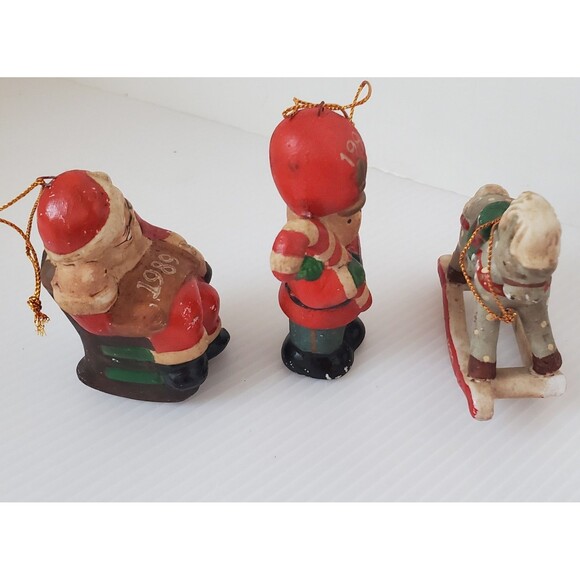 VTG Ceramic Christmas Ornaments 1989 Santa Toy Soldier Rocking Horse Rustic Lot - Picture 10 of 10